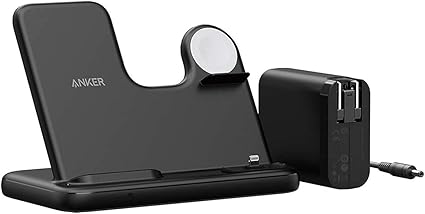 Amazon Com Anker 4 In 1 Wireless Charging Station Powerwave 4 In 1 Stand With Usb C Port For Iphone 12 12 Pro 12 Pro Max Mfi Certified For Apple Watch Se 6 5 4 3 2 1 Airpods Pro 60w Adapter Included