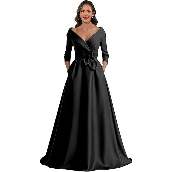 Amazon.com: Long Satin Mother of The Bride Dress V Neck A Line Half Sleeve Formal Evening Dresses with Pockets WML03-CU : Clothing, Shoes & Jewelry Amazon.com: Long Satin Mother of The Bride Dress V Neck A Line Half Sleeve Formal Evening Dresses with Pockets WML03-CU : Clothing, Shoes & Jewelry