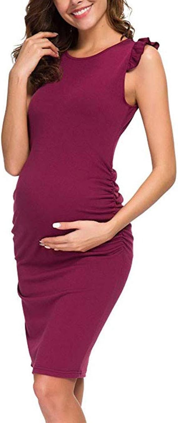 Gongzhumm Robe De Grossesse Couleur Unie Jupe De Plage