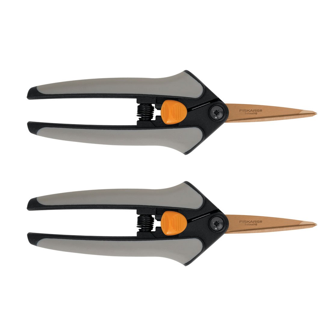 2 Pack - Fiskars Softouch Micro-Tip Pruning Snip - Black/gray