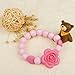 Teething Beads Bracelet Toy for Baby Girl and Boy,Pure Silicone Teether,Infant Chewy Beads Bracelet Toy Easy Grip ,Handmade Chew Ring for Toddlers,2.5