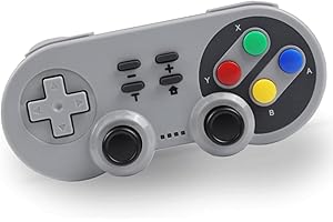 Powerlead Switch Controllers for Nintendo Switch, Wireless Switch Controller Gamepad for NS/Switch OLED/Windows PC, Classic SNES Controller with Motion Control, Vibration, Turbo, Wake up - Grey