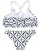 Ekouaer Womens Sexy vintage Printing High Neck Halter 2PCS Bikini Set Swimsuit White S