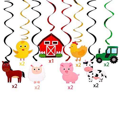 Farm Animal Hanging Swirls Party Ceiling Decorations Barnyard Theme Birthday Baby Shower Decor Event Supplies 30CT - Thumbnail 2