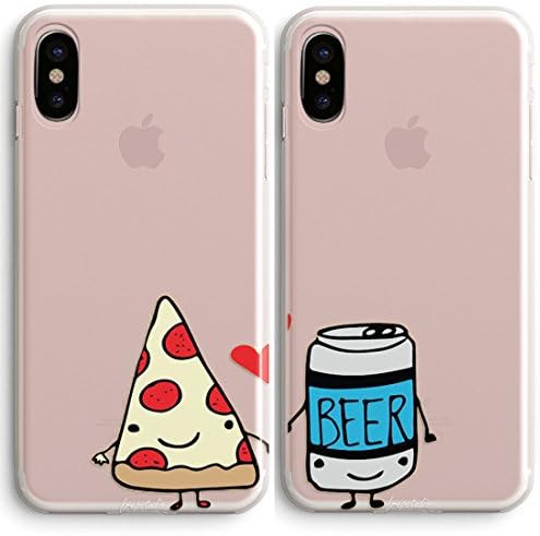 iPhone X Best Friends Case-Funny Foodie Cute iPhone X Case Pizza Beer Best Friends Bff Matching Friendship Stuff Christmas Gift for Teen Best Friends Clear Soft iPhone X Case?Beer?