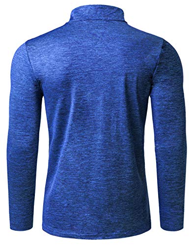 Derminpro Men\'s Quarter Zip Dri Fit Long Sleeve Lightweight Golf Shirts Athletic T-Shirt Sapphire Medium