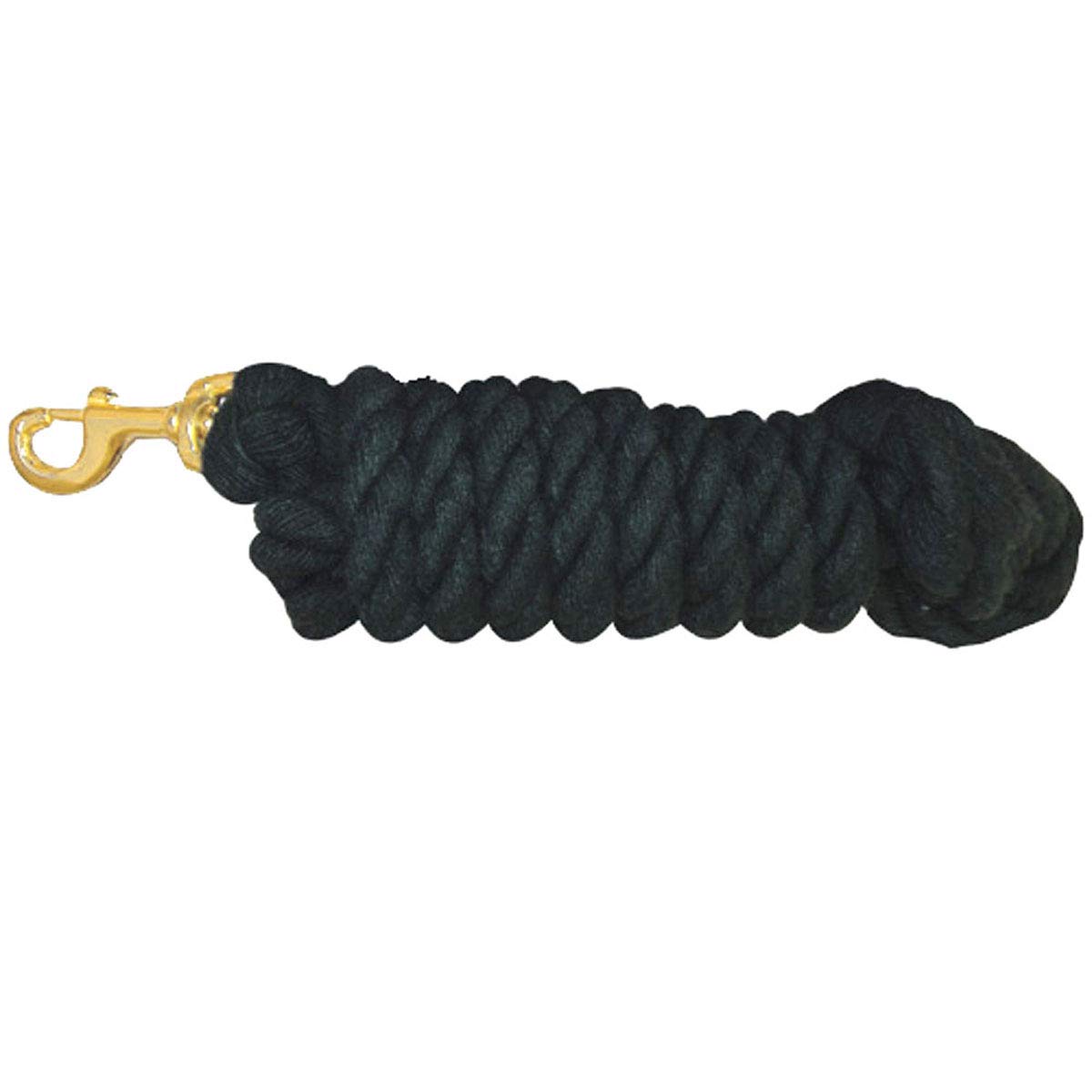 Intrepid International Heavy Duty Cotton Lead Rope with Brass Snap, Black, 10-Feet