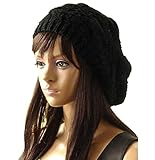 Senchanting Women Lady Winter Warm Knitted Crochet Slouch Baggy Beret Beanie Hat Cap (Black)