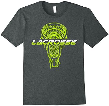Mens Neon Green Glow Stick Crosse Lacrosse Sports Graphic T-Shirt Large Dark Heather
