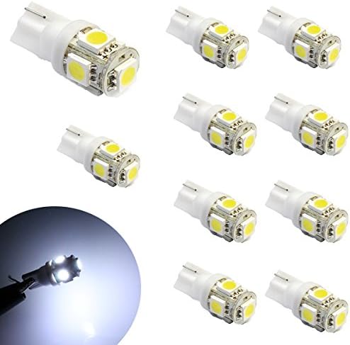 10x T10 5 SMD 194 168 2825 White LED Car Lights Bulb by Newest Chipset Technology