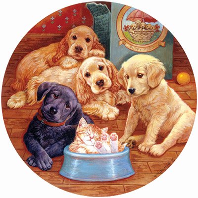Little Visitor Round Jigsaw Puzzle