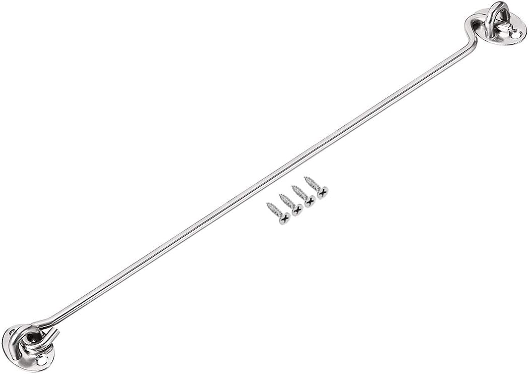 sourcing map 16" Cabin Hook Eye Latch Gate Door Swivel Window Hook Stainless Steel with Mounting Screws 1pcs
