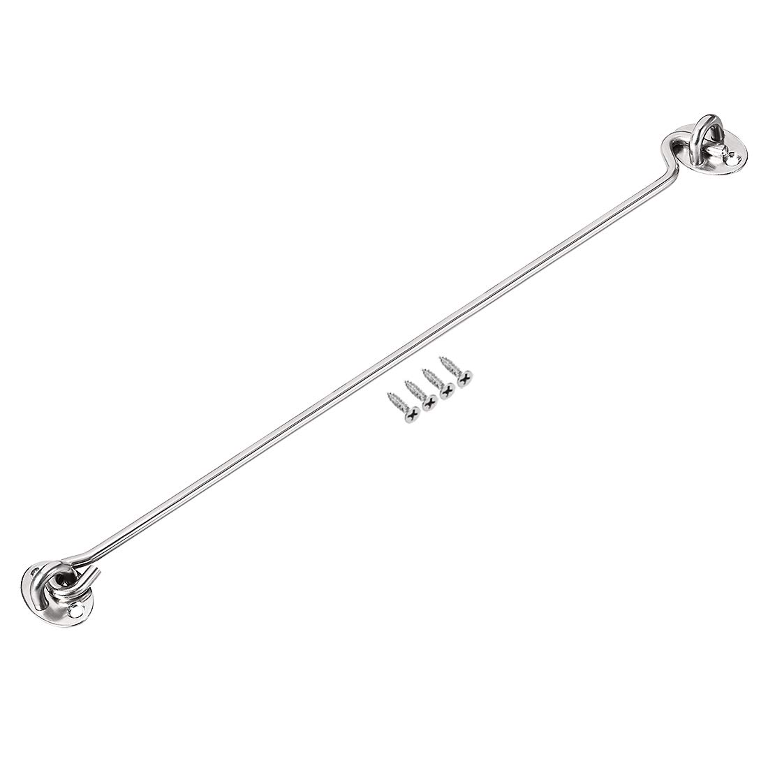 sourcing map 16" Cabin Hook Eye Latch Gate Door Swivel Window Hook Stainless Steel with Mounting Screws 1pcs