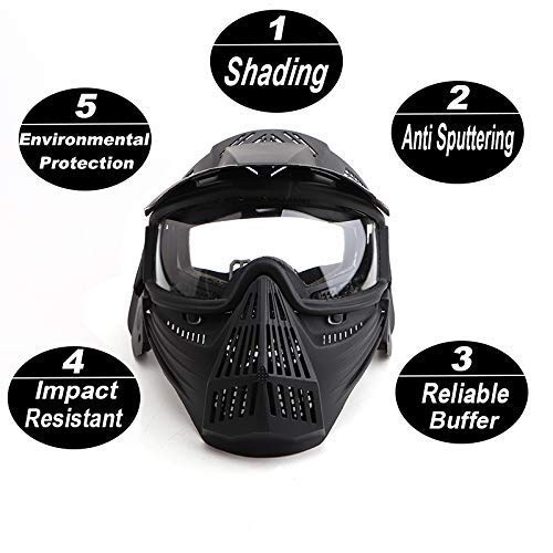 Anyoupin Paintball Mask, Airsoft Mask Full Face with Goggles Impact