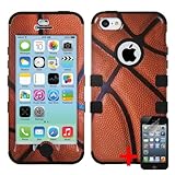 APPLE IPHONE 5C BROWN BLACK BASKETBALL SPORT HYBRID RIB CAGE COVER HARD GEL CASE + FREE SCREEN PROTECTOR from [ACCESSORY ARENA]
