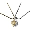 liveliwithmin Asymmetric Sun and Moon Matching Necklace for Couple Titanium Steel Accessories for Men Women Vintage Couple Half Moon Sun Pendant Necklace for Valentine's Day