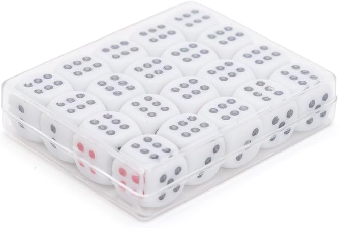 Amazon Thy Collectibles 12mm ホワイトダイス ブラック レッドピップドット付き ボードゲーム ポーカーカードゲーム アクティビティ カジノテーマ パーティーの景品 個入り ポータブル ポケットゲーム おもちゃ