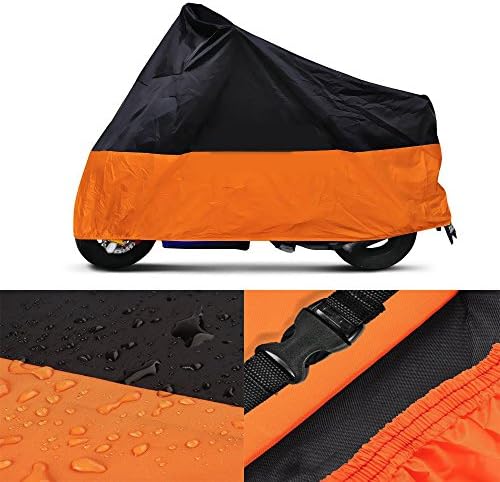 Lyfree Indoor/Outdoor Motorcycle Cover Lifetime Limited Warranty Reflective Waterproof Protection Heat - Moisture Guard Vent Sportbike (Orange-XL)
