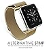 MoKo Apple Watch Band, Milanese Loop Stainless Steel Bracelet Smart Watch Strap for iWatch 42mm All Models with Unique Magnet Lock, No Buckle Needed (Not Fit iWatch 38mm Version 2015) – Gold