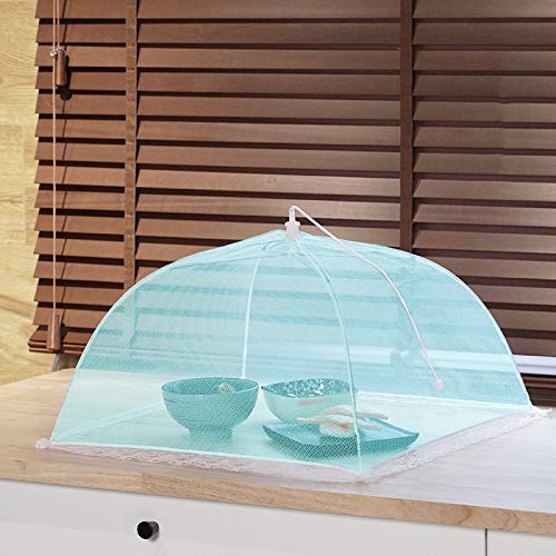 Pop-Up Mesh Screen Food Cover Tent Umbrella, SPANLA 8 Pack Colored Food Cover Net for Outdoors, Screen Tents, Parties Picnics, BBQs, Reusable and Collapsible Reusable and Collapsible,17 Inches - Thumbnail 4