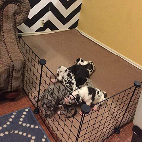 JYYG Small Pet Pen Bunny Cage Dogs Playpen Indoor Out Door Animal Fence Puppy Guinea Pigs, Dwarf Rabbits (24 Panels (Open Door), Black) - Thumbnail 2