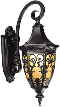 Amazon Co Jp Led屋外壁照明器具黒ローマ外壁ランタン防水壁取り付け用燭台ポーチライトウォールマウント水ガラスシェードメタルレトロ壁ライト家 スポーツ アウトドア