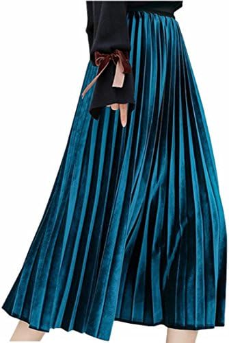 Xswsy XG Women's Glossy Metallic Pleated Velour Elastic Waist Comfy Skirt 4 OS