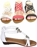 Girls Kids Multi Color Roman Thong Gladiator Sandals Flats Strapy Shoes