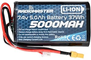 SoloGood RadioMaster TX16S Battery 7.4V 5000mah 2S Battery XT30 Plug for GX12 TX16S TX12 Radio Transmitter,Large Endurance