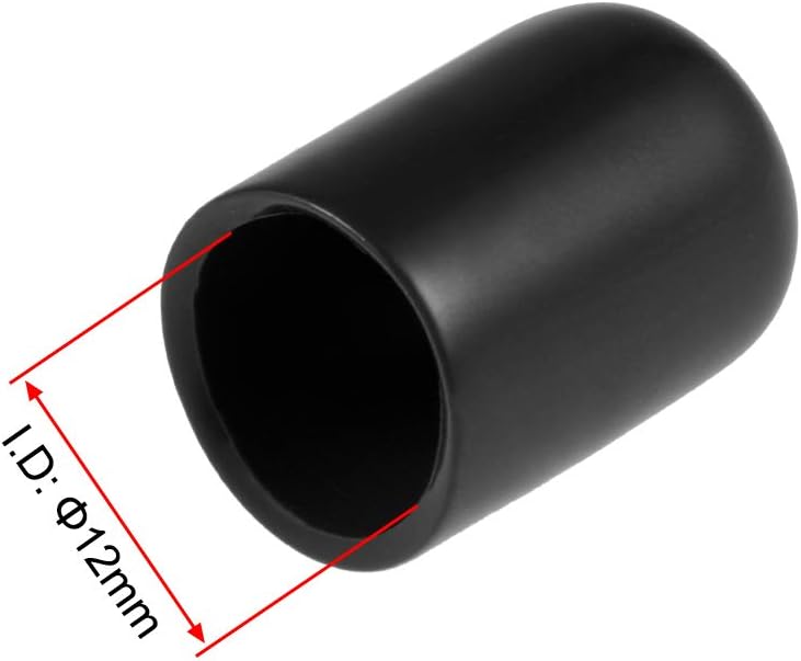 sourcing map 50pcs Rubber End Caps 12mm ID Vinyl Round Tube Bolt Cap Cover Screw Thread Protectors Black - Image 4
