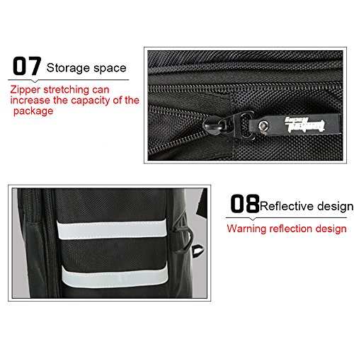 Vogvigo Motorcycle Lateral Saddlebags with Rear Bag Side Saddle Bags Tail Bag ,Motorbikes Panniers & Tail Kit Travel Luggage Bag - Black (3 PC) (Black) - Thumbnail 5