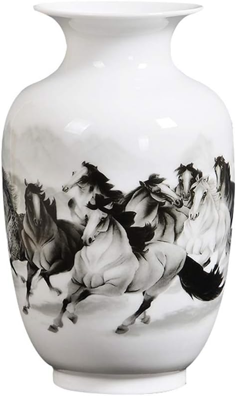 Vase Ceramic Decoration Flower Arrangement Dried Flower Chinese Home Living Room Crafts Arrangement HUXIUPING (Design : Horse to Success)