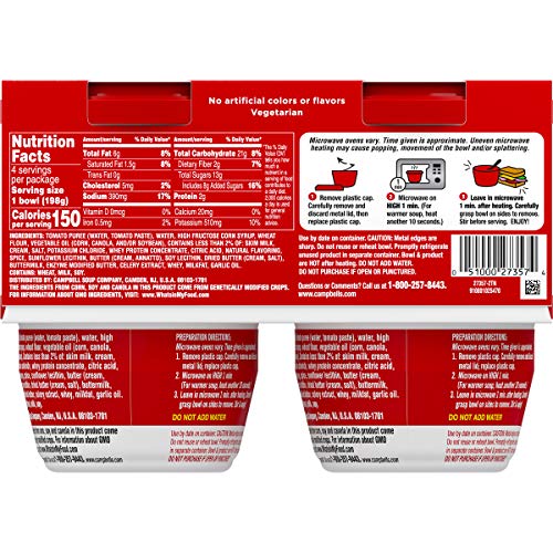 CAMPBELL’S CREAMY TOMATO SOUP, 7 OUNCE MICROWAVABLE CUP (PACK OF 4)