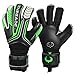 Renegade GK Vulcan Abyss Goalie Gloves with Pro-Tek Finger Savers | 3.5+3mm Hyper Grip & 4mm Duratek | Black & Green Soccer Goalkeeper Gloves (Size 8, Youth-Adult, Roll Cut, Level 3)