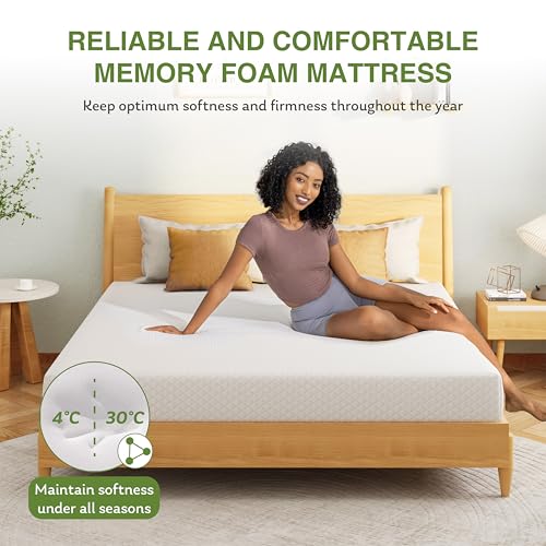 EGOHOME 8 Inch Twin Mattress, Memory Foam Mattress with Cooling Green Tea Gel, Relieve Pressure with Medium Firm Support, CertiPUR-US Certified, 75''L x 38''W, White