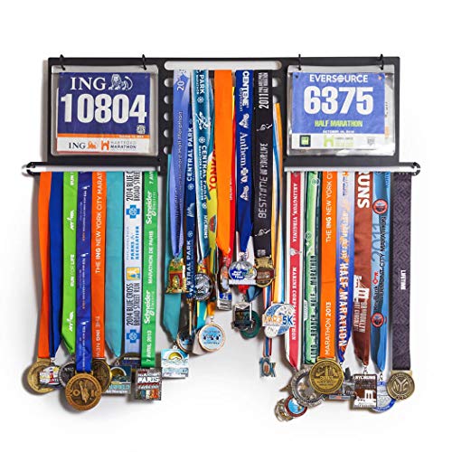 Deluxe BibFOLIO+ Race Bib & Medal Display Wall Mounted Medal Hanger