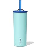 LINVIA Candy Tumbler, 20 oz Kids Insulated Stainless Steel Water Bottle with Spill Resistant Silicone-Metal Straw and 2-in-1 Lid, BPA-Free, Cup Holder Friendly, Dishwasher Safe, Teal