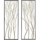 LuxenHome Metal Wall Decor, 36" Luxury Living Room Metal Wall Art, Set of 2 Gold Wall Decor, Bedroom Wall Decorations with Fr