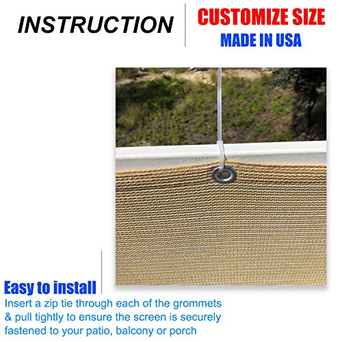 Eden's Decor Balcony Privacy Screen Cover Mesh Windscreen Weather-Resistant UV Protection for Backyard Deck, Patio, Balcony, Pool, Porch, Fence, Railing, Gardening (Brown,6'x 15') - Thumbnail 3