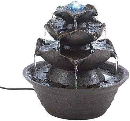 Cascading Fountains Lotus Bloom Tabletop Fountain, Black, 10.6" x 10.6" x 9.8"