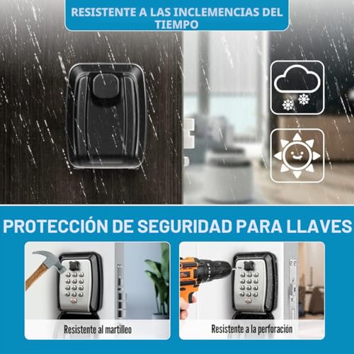 Faneam Key Box with Large Exterior Code, Wall Safe Box with Combination 12 Digits Waterproof for Home, Garage, School, Office