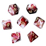 Polyhedral Dice, Transparent Red and White Gem DND Dice Set-7Pieces for RPG MTG Table Games Dice with Velvet Dice Bag
