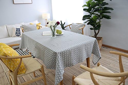 Kingmerlina Cotton Linen Rectangle Geometric Pattern Chic Tablecloth Polyester