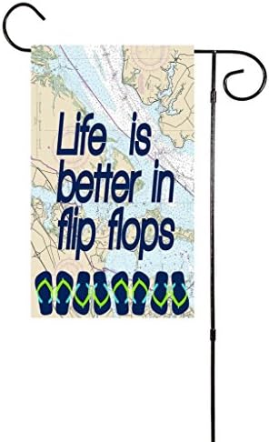 Life Is Better In Flip Flops Beach Nautical Garden Flag 12”x18”