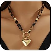 Lyfange Scarf Necklace with Charm Gold Chunky Heart Starfish Pendant Necklace Boho Satin Fabric Leopard Choker Necklaces Bohemian Summer Beach Holiday Jewelry