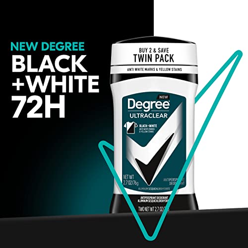 DEGREE MEN ULTRACLEAR ANTIPERSPIRANT DEODORANT BLACK+WHITE 2 COUNT 72-HOUR SWEAT & ODOR PROTECTION ANTIPERSPIRANT FOR MEN WITH MOTIONSENSE TECHNOLOGY 2.7 OZ