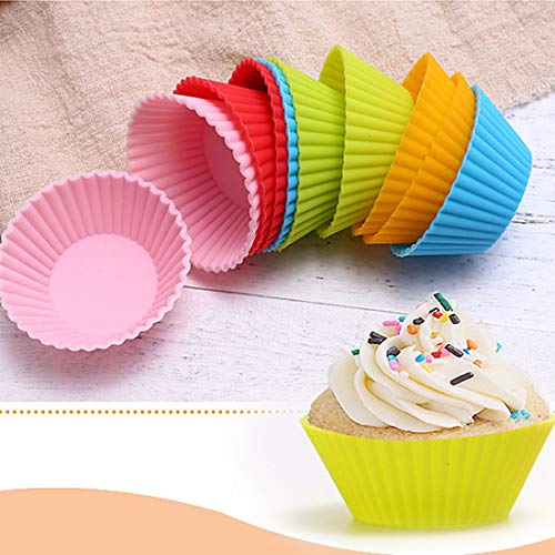 Loweryeah 12Pcs Round Shape Silicone Muffin Cupcake Mould Case Bakeware Maker Mold Tray Baking Cup Liner Baking Molds - Thumbnail 2