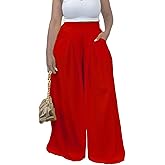 Euulin Women's Wide Leg Long Palazzo Pants High Waist Loose Fit Casual Flowy Pants Trousers with Pockets
