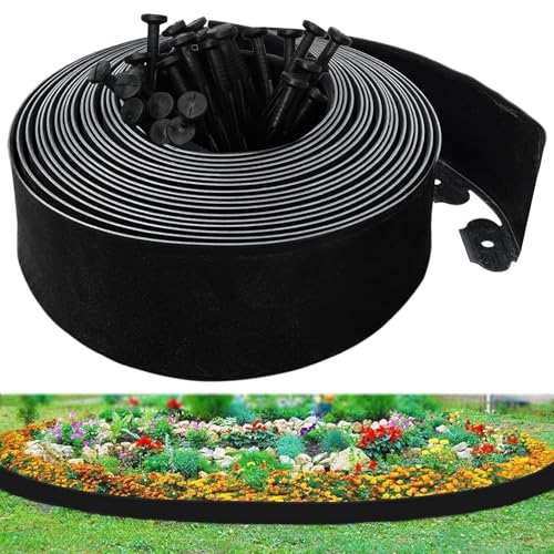 Extra Tall 10M No-Dig Garden Edging Border, 10CM-Height Heavy Duty Landscape Edging with 30pcs Stakes for Garden, Flower Beds, Lawn Edging & Driveways