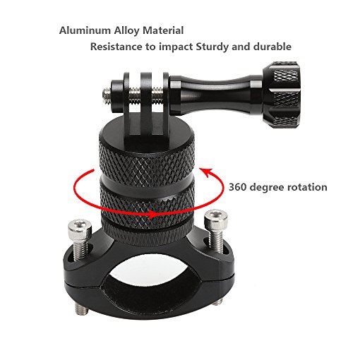 Motorcycle/Bicycle/Mountain Bike Handlebar Mount, Upgraded Aluminum Alloy 360 Rotation, Compatible with GoPro Hero5 4 3+ 3 2 1 and Other Cameras